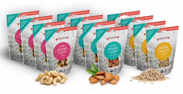 Snack Pack Size - 4 packs each of - 2 oz. Organic Almonds, 2 oz. Organic Cashews & 2 oz. Sunflower (total 12 packs)-0